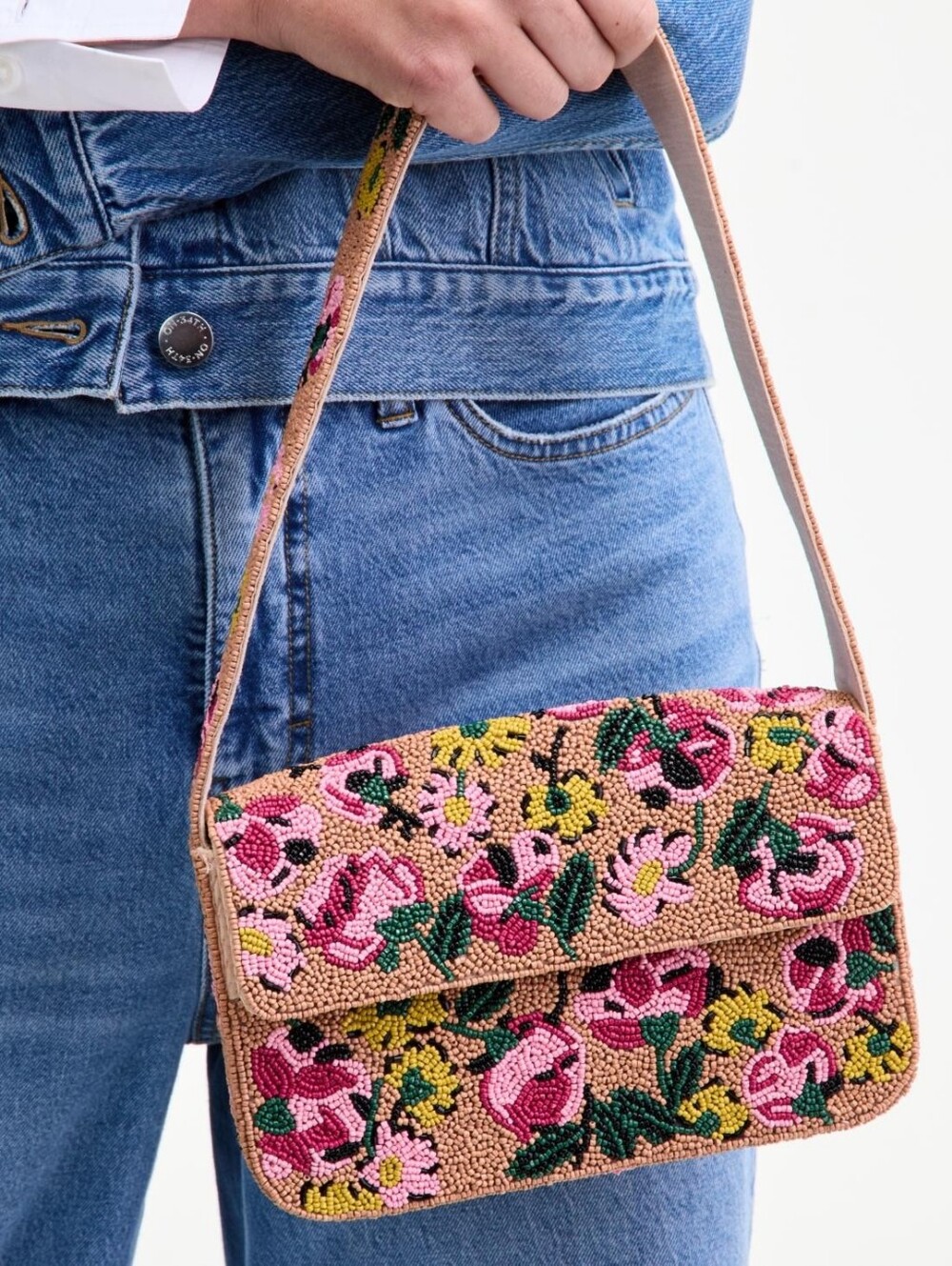 On 34th Beaded Floral Shoulder Bag Cottagecore Boho Purse